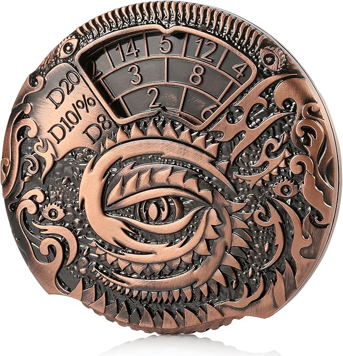 DNDND DND Spinner Dice 7-in-1 Fidget Spinner Metal D&D Dice Set with Gorgeous Gift Box for Dungeons and Dragon and Tabletop Game (Copper)