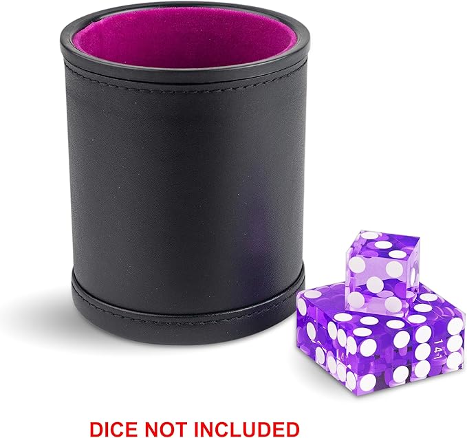 Leather Dice Cup for Board Games, Purple Felt Lining