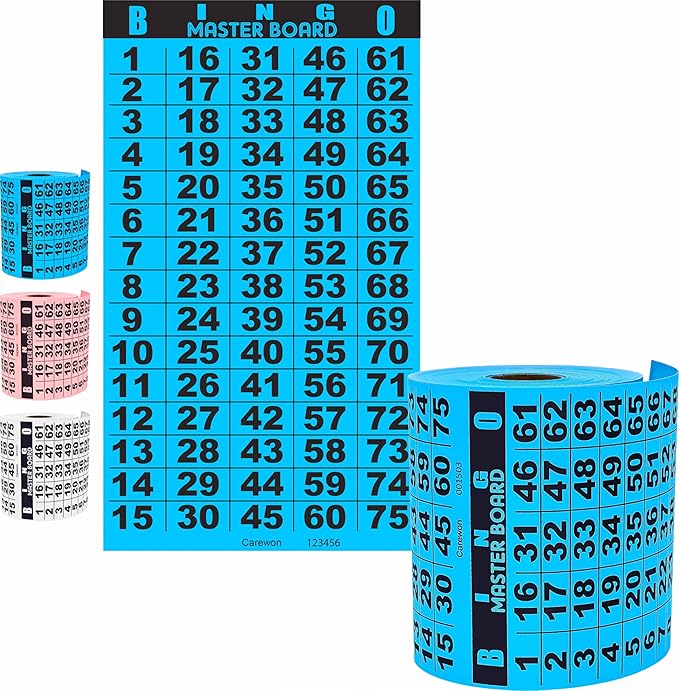 125 Bingo Master Boards, Blue (1 of 3 Colors), for Parties, Large Events Family Game Nights, Single or Multi Use for Daubers or Chips