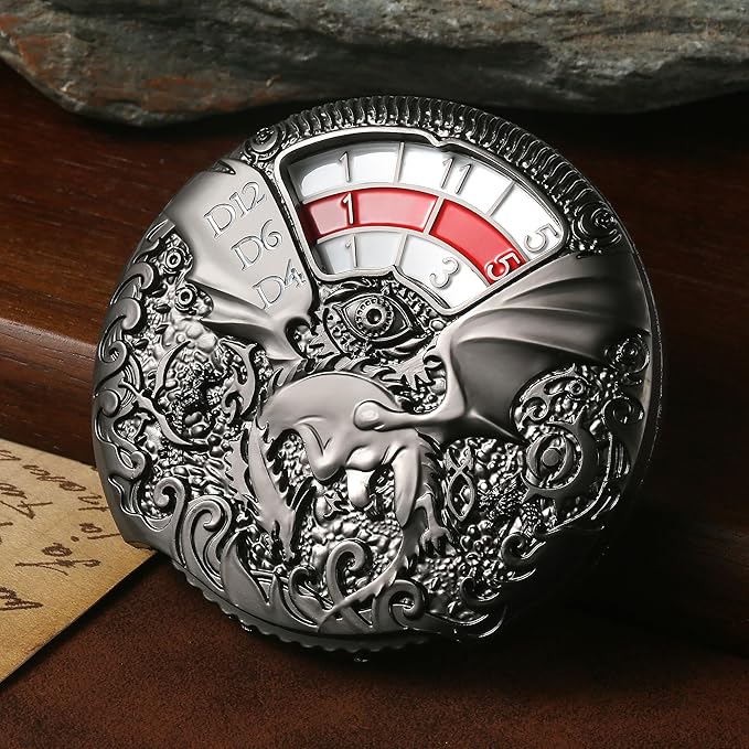 DND Spinner Dice DNDND 7-in-1 Spinner Metal D&D Dice Set with Gorgeous Gift Box for Dungeons and Dragon and Rolling Game(Black with Red)
