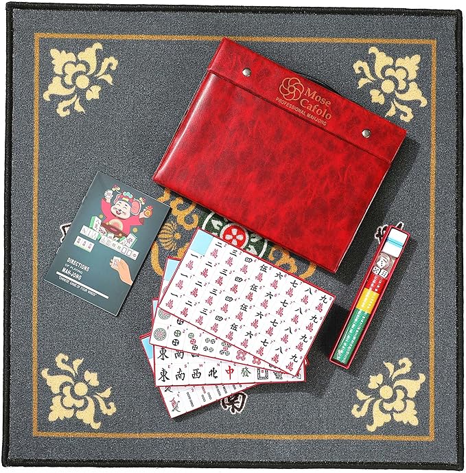 Mose Cafolo Professional Chinese Mahjong Game Set 146 Numbered Large Size Tiles with Carrying Travel Case, Complete Mahjong Tiles Set (Majiang, Mah-Jongg, Ma Jong)