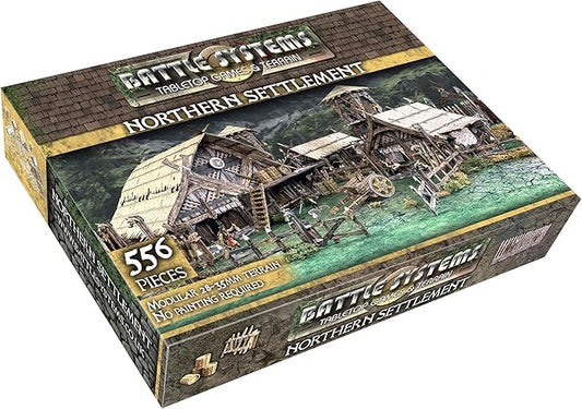Battle Systems Fantasy Terrain Northern Settlement Core Set - 28-35mm DND D&D RPG Wargames Historical/Fantasy Card Scenery