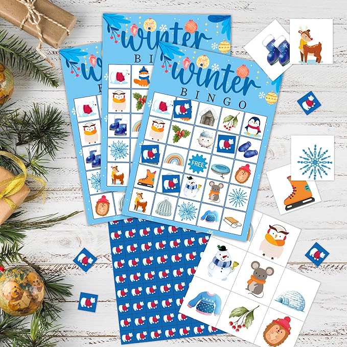 Christmas Bingo Party Games with 24 Players, Birthday Party Games Card, Family Activities Bingo Cards for Women Men Family Birthday Party Supplies, Party Favors Gifts for Friends - FS173