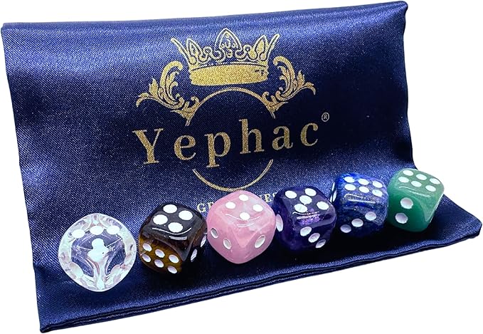 Natural Hand Carved Gemstone Dice Set with 6 Dices