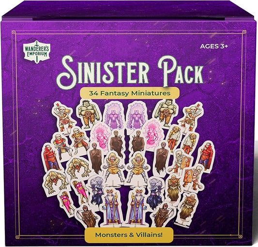 Hard Flat Minis for DND Miniatures with Bases | 28mm - 32mm Scale Dungeons and Dragons Starter Set 5e (Sinister Pack, 34, Miniatures)