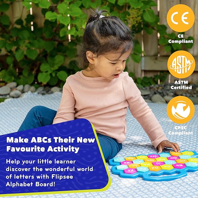 Mobi Flipsee Alphabet Learning Toy - Flip n' Fun Alphabet Board Toy, ABC Montessori Game for Kids, Colorful Letter Tiles Learning Games and Activity - for Ages 12 Months and Up (Pack of 1)