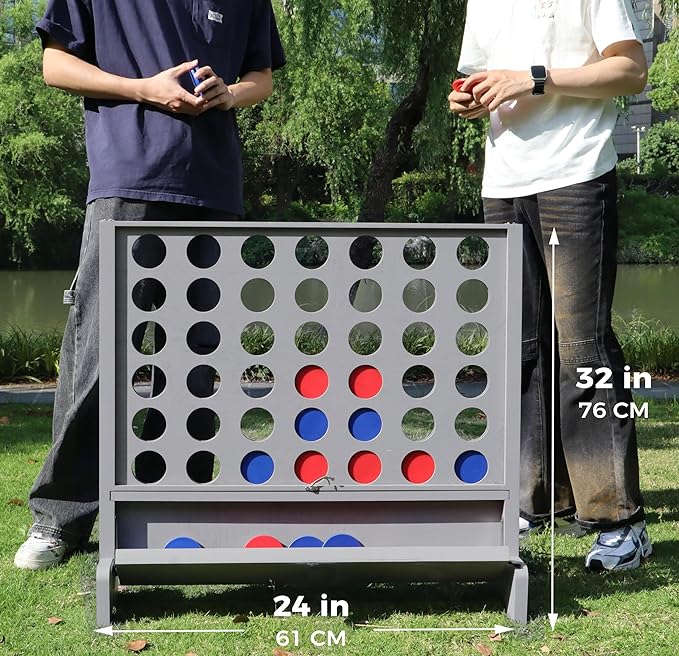 SPORT BEATS Giant Wooden 4 in a Row with Foldable Tray Connect Games Yard Giant Outdoor Beach Games - Two Ways to Play