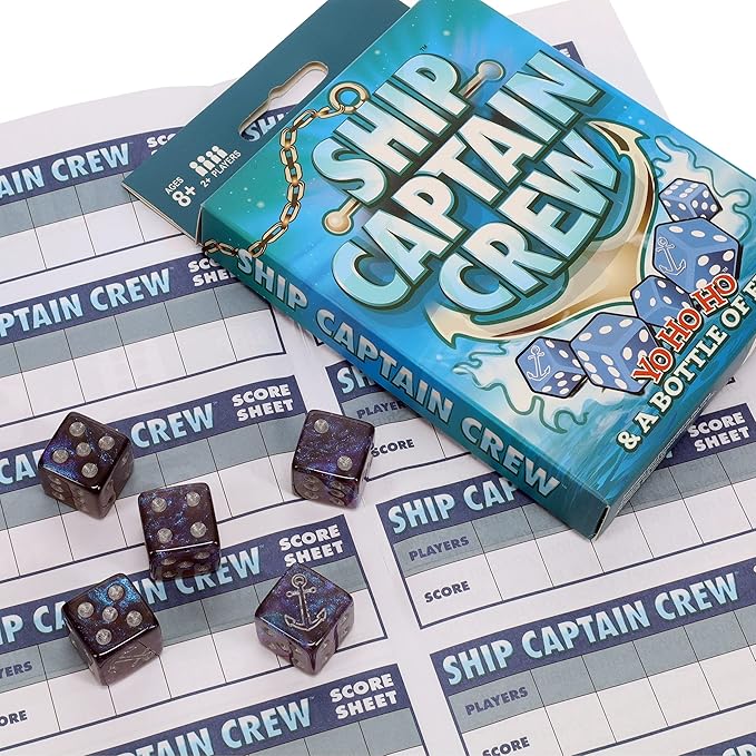 TDC Games Ship Captain Crew Dice Game, Great for Party Favors, Family and Travel Games, Dice Game for Adults
