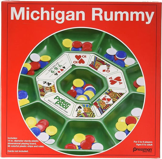Pressman Michigan Rummy The Perfect Blend of Rummy and Poker for an Entirely New Game Experience, 5"