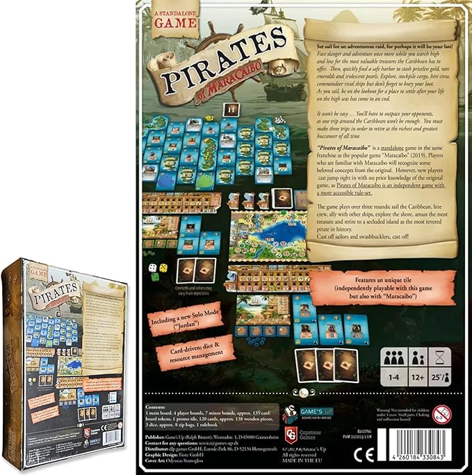 Pirates of Maracaibo Strategy Board Game, Sail The Caribbean, Upgrade Your Ship, 1-4 Players, Ages 14+
