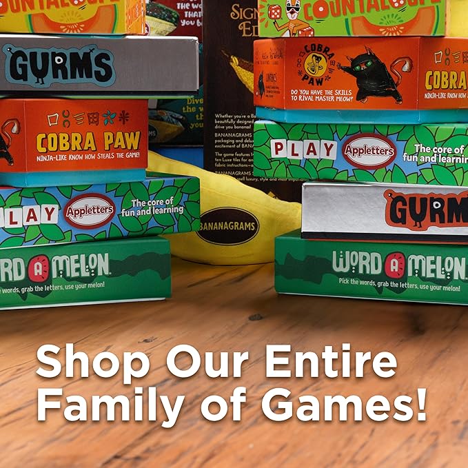 Bananagrams Classic & Cobra Paw Bundle. Fast-Paced Word Game & Tile-Snatching Fun for Kids & Families. Educational, Competitive, and Perfect for Game Nights, Parties, or On-The-Go Play.