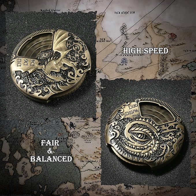 Spinner DND Dice DNDND 7-in-1 Spinner Metal D&D Dice Set with Gorgeous Gift Box for Dungeons and Dragon and Tabletop Game (Brass)