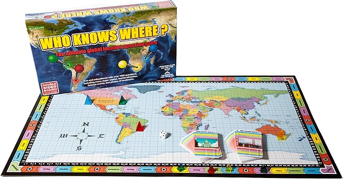 Who Knows Where? - The Location Guessing Educational Family Board Game for kids and adults, where You guess famous geography locations on a map of The world.