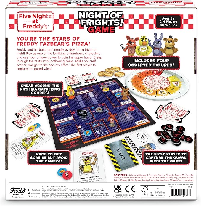 Funko Games Five Nights at Freddy's Night of Frights! Board Game | Includes 4 Sculpted Figures | 2-4 Players, Ages 8+