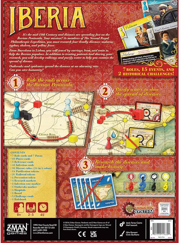 Pandemic: Iberia - Historic Disease-Fighting Board Game - Cooperative Strategy Game for Adults and Kids, Ages 8+, 2-5 Players, 45 Minute Playtime, Made by Z-Man Games