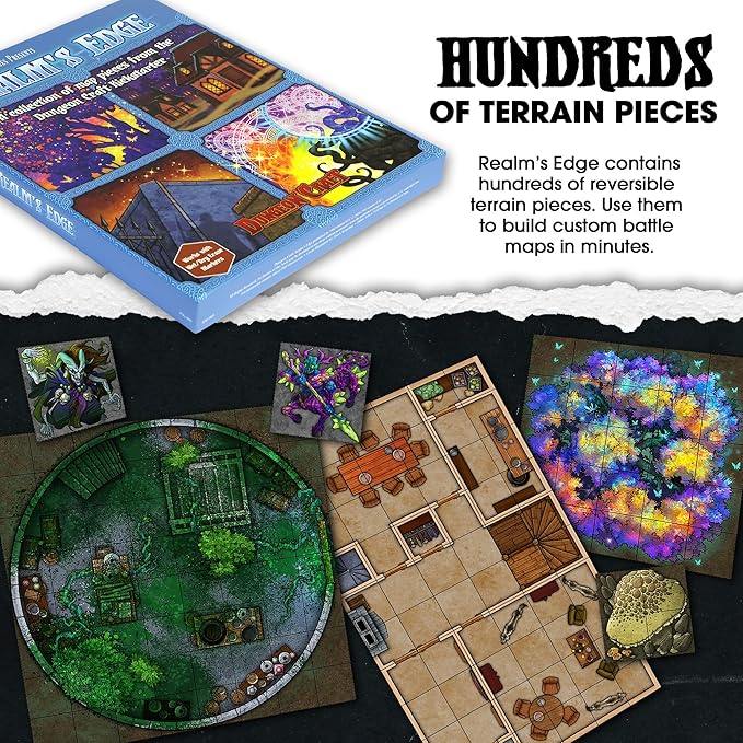 Dungeon Craft Board Game: Realm's Edge Loose Leaf Inside a Custom Box, Realm's Edge Pawn, Water Resistant, Dry Erase by 1985 Games