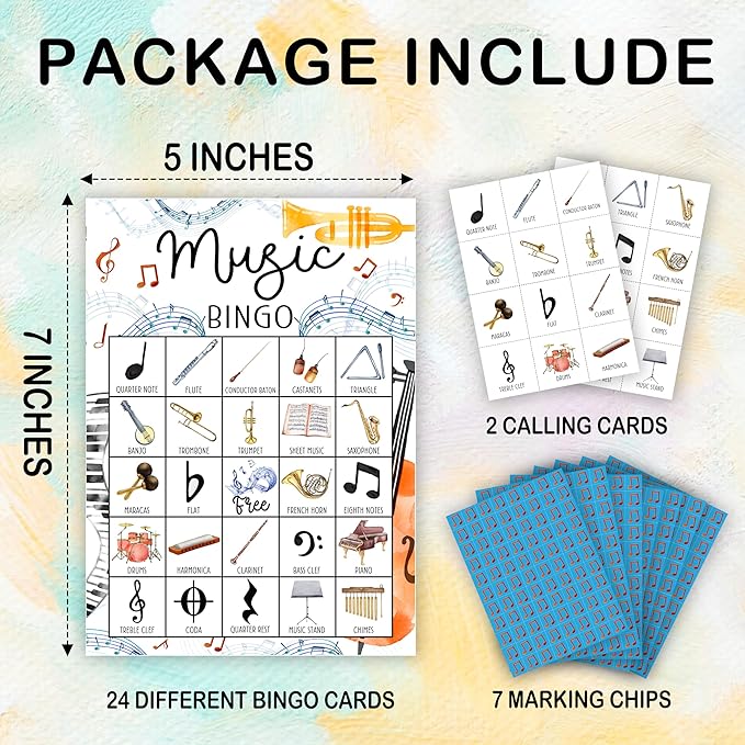 Music Bingo Game for Adults - Birthday Party Set, Cards, Favors for Family Singers and Music Lovers - Party Activity Decor & Supplies -03