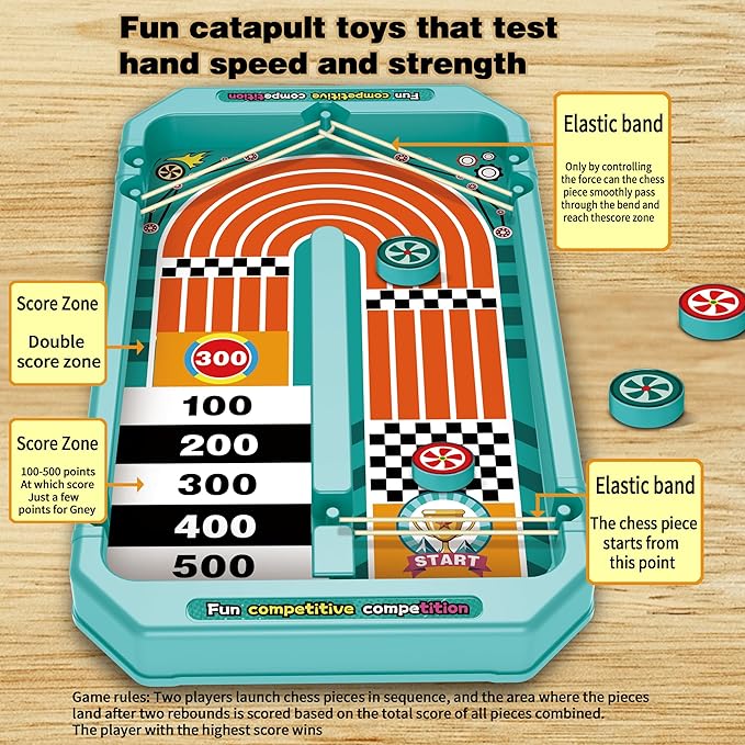 6-in-1 Fast-Paced Gameplay,Board Finger Soccer,Fast Sling Puck Set,Mini Bowling Game,Basketball Shooting Game,Points Game,Kids&Adults Slingshot Board Game,2-4players Interactive Families Toys