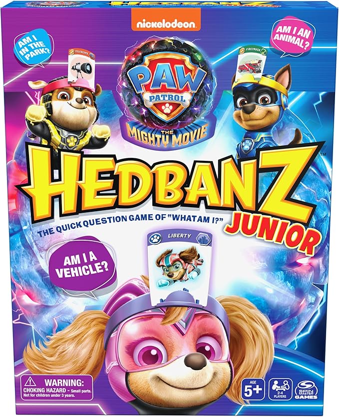 Hedbanz Junior PAW Patrol The Mighty Movie Game- Family Games | Games for Family Game Night| Kids Games | Card Games for Families & Kids Ages 5 and up