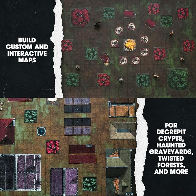 Dungeon Craft Cursed Lands Terrain Set for DND & RPG – 1000+ Double-Sided Dry/Wet Erase Tiles – Modular Battle Map Pieces for Tabletop Games & Dungeon Maps