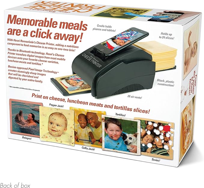 Prank-O Cheese Printer Gag Gift Empty Box, Birthday Gift Box, Wrap Your Real Present in a Convincing and Funny Fake Gift Box, Practical Joke for Birthday Presents, Holidays, Parties