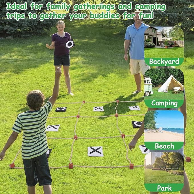 Large XO Board Game, Bean Bag Toss Outdoor Games for Kids, Wood Yard Toss Game with X and O Pieces Storage Bag for Kids Backyard Lawn Camping Games