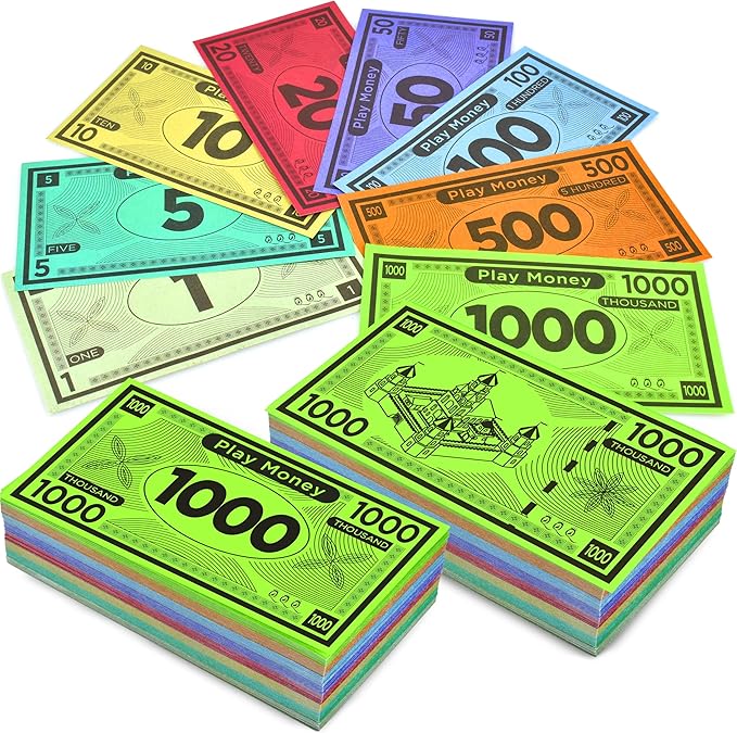 Play Money Suitable for Monopoly Board Game – 480 pcs of 60 Each Bill Denomination – Double Sides Printing Paper Money for Pretend Play Cashier, Monopoly Money Refill Packs - 480 pcs