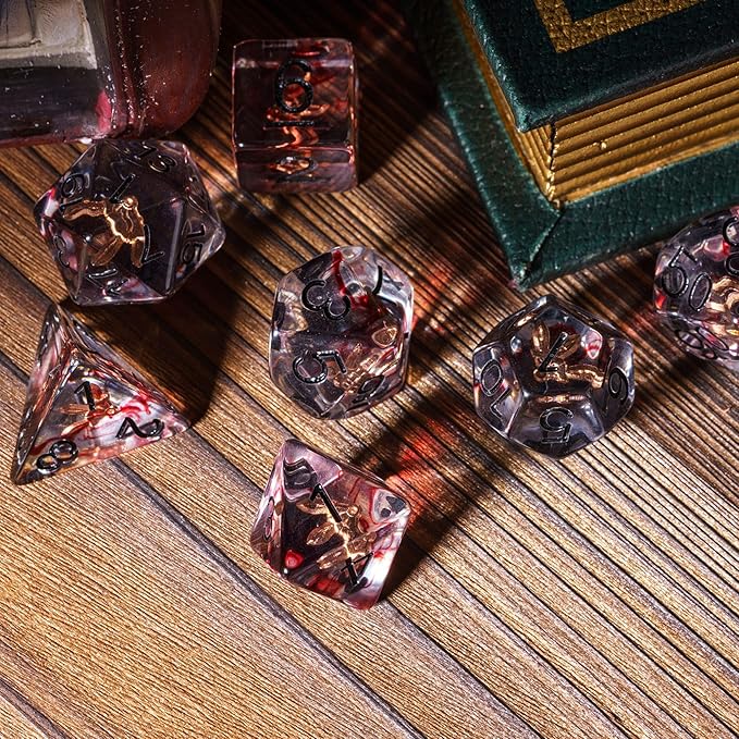 UDIXI 7PCS Polyhedral Dice Set, 7-Die DND Dice Set Filled with Dagger for Role Playing Games as Dungeons and Dragons RPG Table Games?D&D (Rogue)