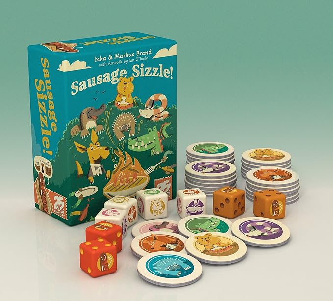 Sausage Sizzle, Press Your Luck Dice Rolling Game Featuring Australian Animals Stealing Food - 25th Century Games