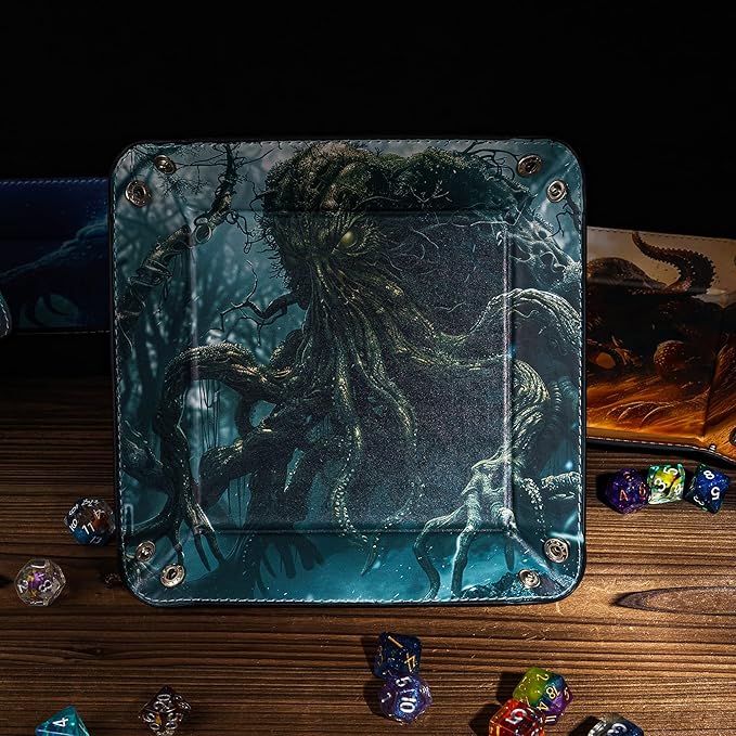PU Leather DND Dice Trays Portable Dice Rolling Tray Large D&D Dice Storage Case for Desktop Storage and RPG Board Games, Jewelry Valet Tray for Women and Men