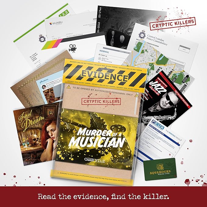 Cryptic Killers Unsolved Murder Mystery Game - Cold Case File Investigation - Detective Clues/Evidence - Solve The Crime - Individuals, Date Nights & Party Groups - Murder of a Musician
