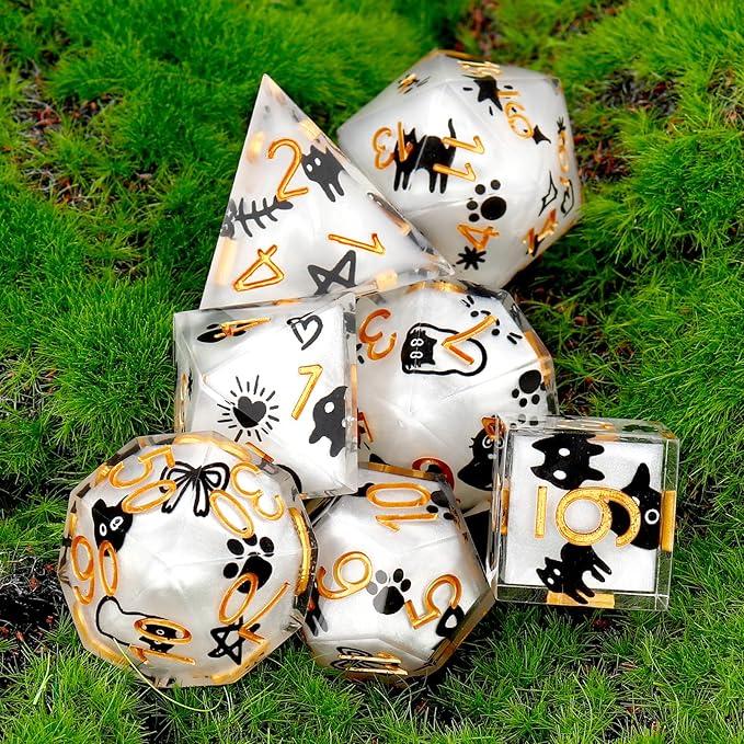 Haxtec DND Dice Set Sharp Edge Resin Dice Set with Dice Case, D and D Dice, Polyhedral D&D Dice Set for Dungeons and Dragons TTRPGs DND Gift