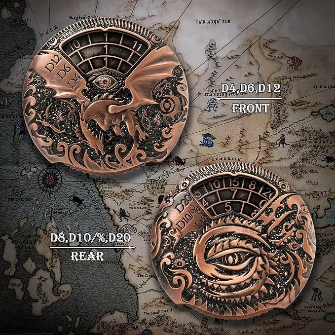DNDND DND Spinner Dice 7-in-1 Fidget Spinner Metal D&D Dice Set with Gorgeous Gift Box for Dungeons and Dragon and Tabletop Game (Copper)