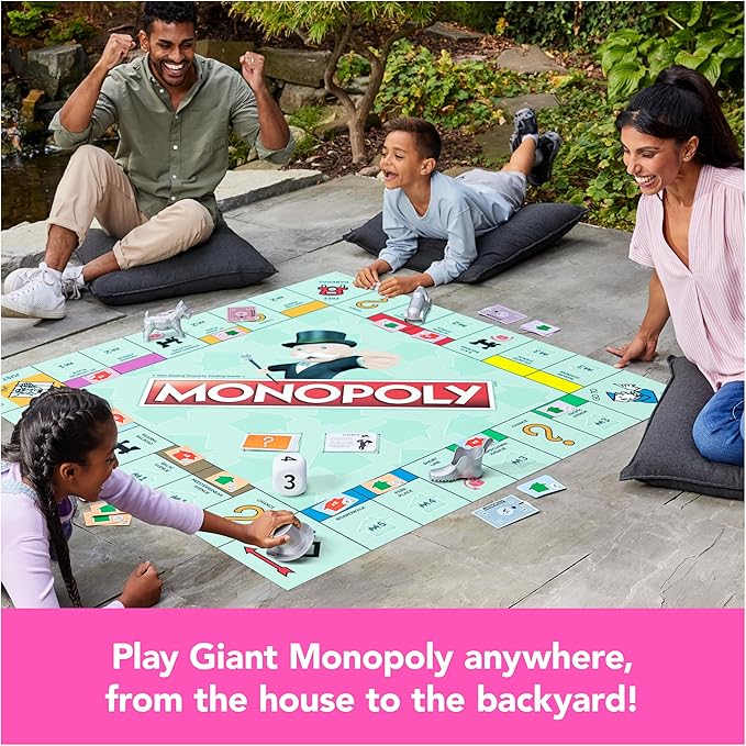 Spin Master Games, Monopoly Giant Edition, Indoor & Outdoor Games, Classic Board Games, 2-4 Players, for Ages 6 & Up