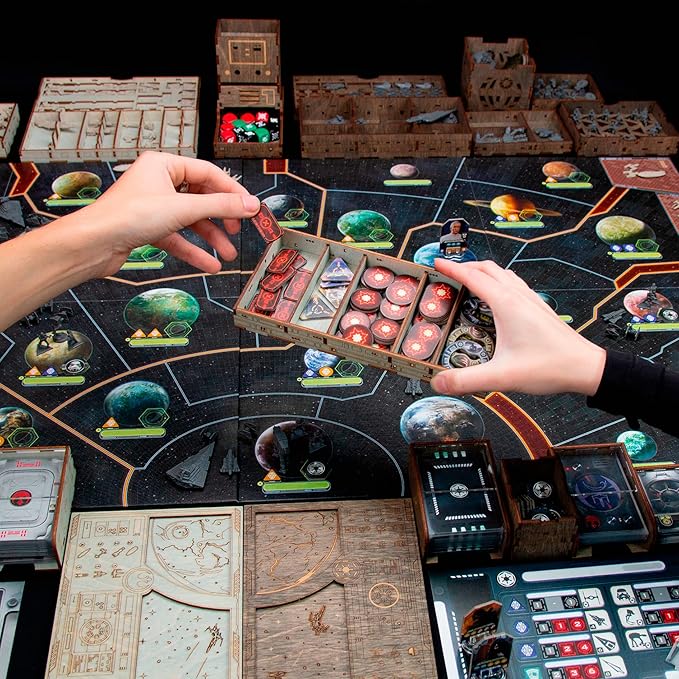 Smonex Wooden Organizer Compatible with Star Wars: Rebellion Board Game and Rise of The Empire Expansion - Board Game Insert Made with Two Thematic Colors