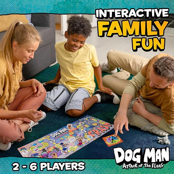 University Games, Dog Man Attack of The FLEAS Cooperative Board Game Based On The Popular Dog Man Book Series by DAV Pilkey for 2 to 6 Players Ages 6 and Up