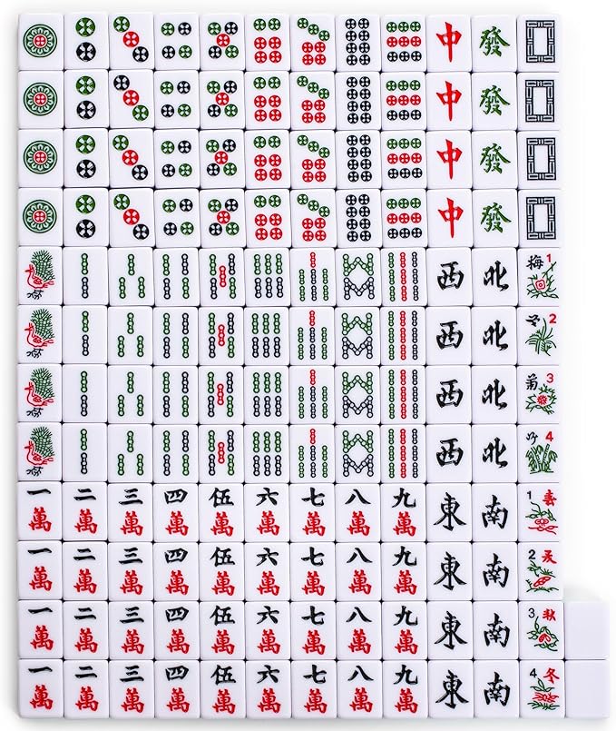 Yellow Mountain Imports "Celestial Opal Chinese Mahjong Set with 146 Tiles and Blue Vinyl Case — for Chinese Style Gameplay Only [天體蛋白石中國麻將]