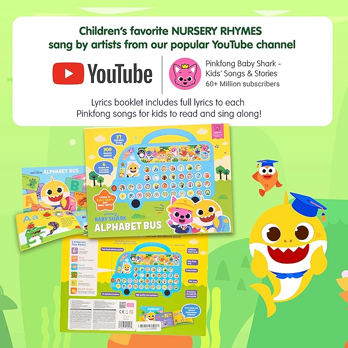 Pinkfong Baby Shark ABC Alphabet Bus Sound Pad | Baby Shark Toys, Baby Shark Books | Learning & Education Toys | Interactive Baby Toys for Toddlers 1-3 | Gifts for Boys & Girls