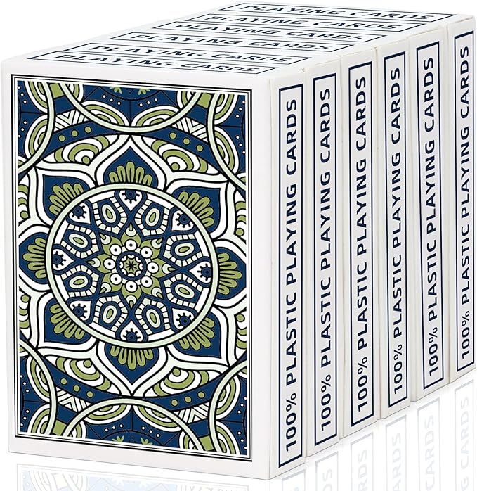 Playing Cards,Plastic Playing Cards Waterproof, Poker Size Card Professional,Jumbo Index Large Print Playing Card for Adults and Seniors,6 Decks of Cards Bulk,Use for Party and Game (6 Pack Blue)