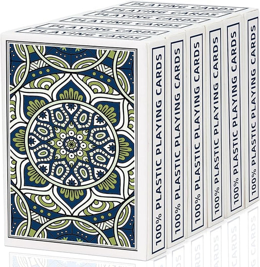 Playing Cards,Plastic Playing Cards Waterproof, Poker Size Card Professional,Jumbo Index Large Print Playing Card for Adults and Seniors,6 Decks of Cards Bulk,Use for Party and Game (6 Pack Blue)