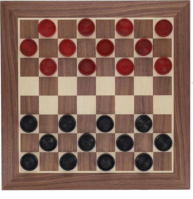 WE Games Old School Red and Black Wooden Checkers Set -12 in.