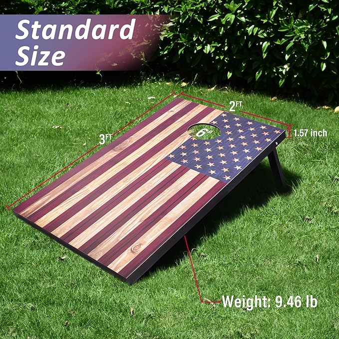 Cornhole Set, Tailgate/Regulation Size Cornhole Boards with 8 Bean Bags and Carrying Case, 3x2/4x2 Corn Hole Outdoor Game Toss Board for Adults Outside Activities