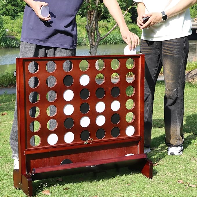 SPORT BEATS Giant Wooden 4 in a Row with Foldable Tray Connect Games Yard Giant Outdoor Beach Games - Two Ways to Play