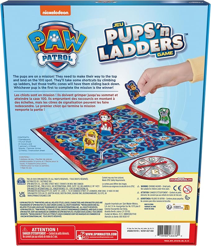 Spin Master Games, PAW Patrol Pups ‘N Ladders Game, PAW Patrol Toys, Classic Activity Toy, for Kids & Family, 2-4 Players, for Ages 4 & Up