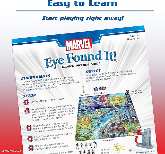 Ravensburger Marvel Eye Found It! Board Game - Engaging Puzzle Game for Kids and Adults | Features Beloved Marvel Characters | Encourages Memory and Observation Skills | Ideal Gift for Marvel Fans