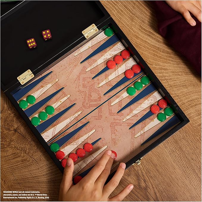 Spin Master Games, Wizarding World of Harry Potter Trunk of Games 6-in-1 Wooden Storage Box, for Muggle Fans of Harry Potter Movies, Chess Wizard, Pick-Up Wands & More, 2-4 Players, for Ages 8 & Up