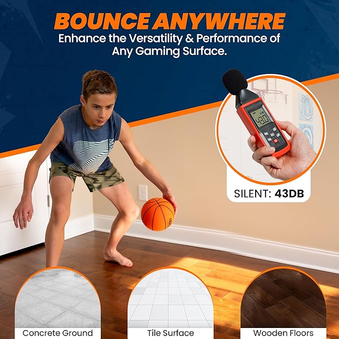 Ninja Silent Basketball- Soft Foam Indoor Basketball Size 3 (7 inches) | Soundless for Quiet Dribbling and Indoor Training (Ball in Bag)