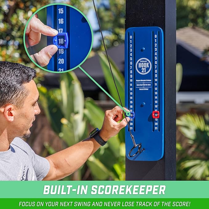 GoSports Hook 21 Ceiling Mount Ring Swing Game - Choose Your Color - Play Indoors or Outdoors