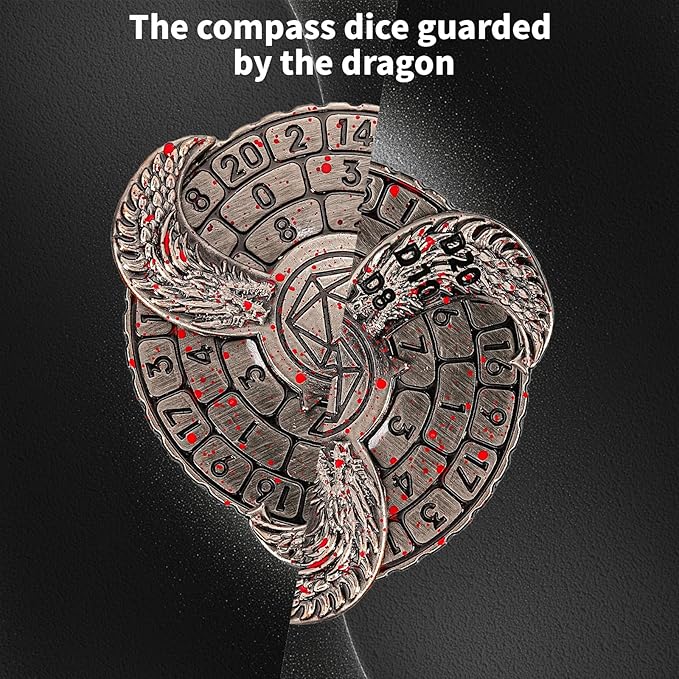 7-in-1 Fingertip Gyro Roulette DND Dice,Cool Spinning Games Fingertip Gyro, Metal Dice Set with Gift Box for Roleplaying Games Dungeons and Dragons RPG MTG Table Games