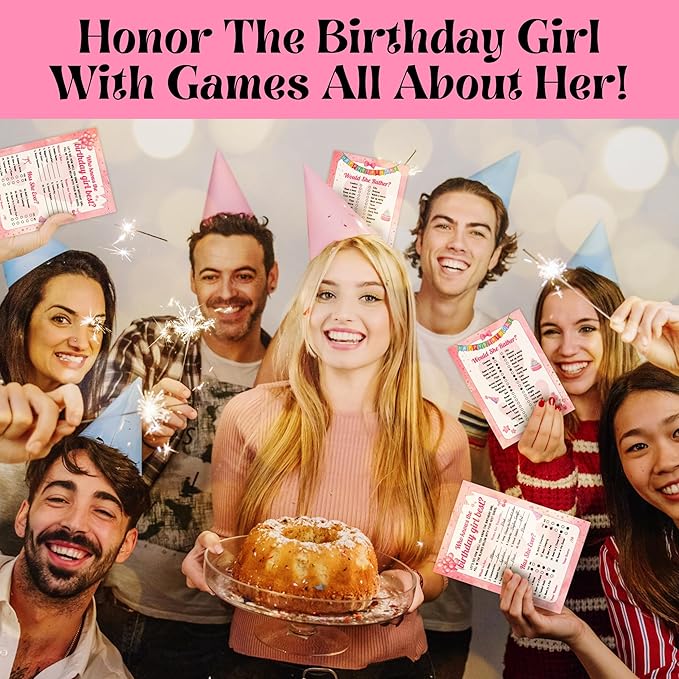 Who Knows The Birthday Girl Best Game - 50 Pcs Teen Girl Birthday Party Games, Would She Rather Preppy Sleepover Party Supplies For Girls, Fun Birthday Activities For Teens Party Decorations